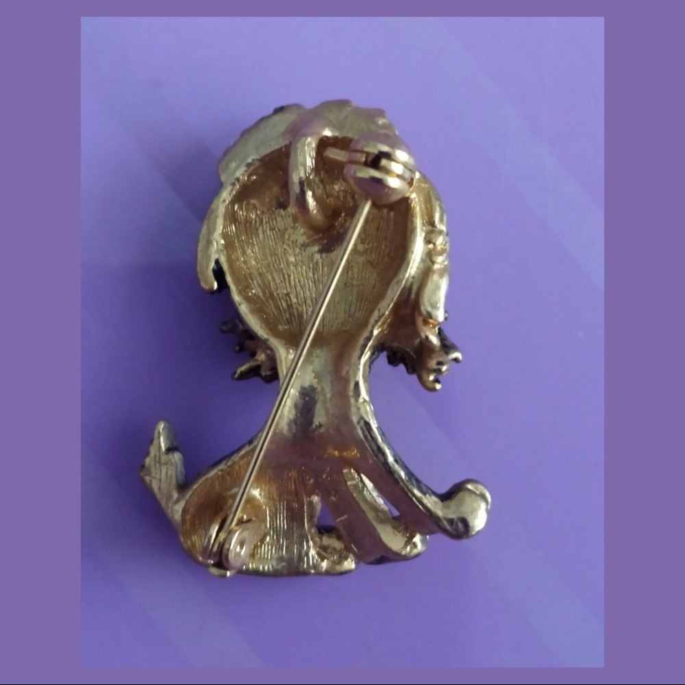 Vintage Shih Tzu Yorkie Puppy Dog Gold Tone Brooch Pin - Picture 2 of 2